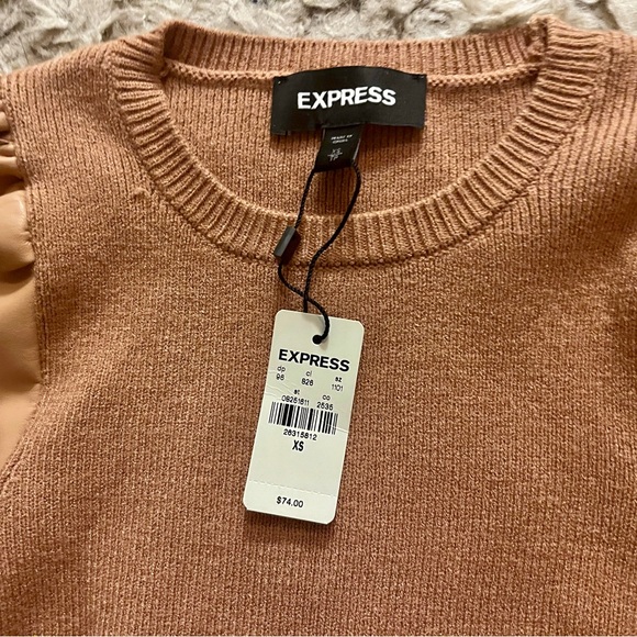 Express Sweater with Faux Leather Sleeves - Picture 3 of 5